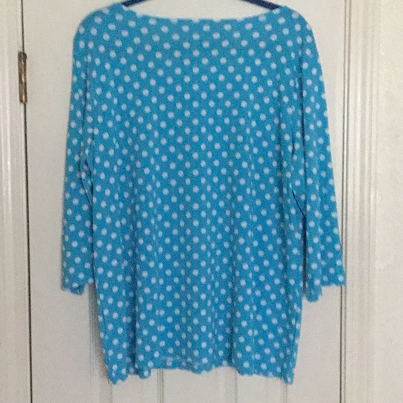 QVC Suzan Graver Style Blue & White  Polkadot Blouse - Picture 3 of 12